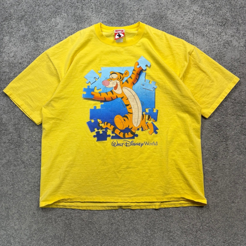 Vintage Mickey Inc Disney World Tigger Puzzle T-Shirt Yellow XL 90s USA Made